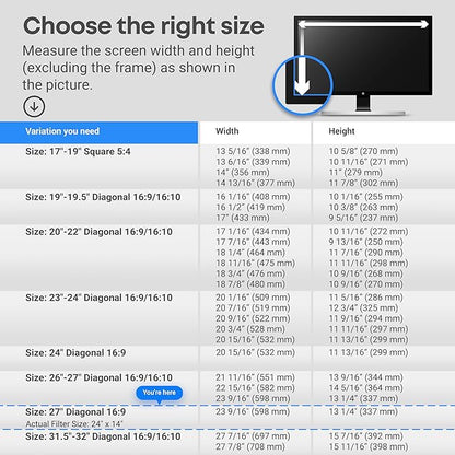 VINTEZ Blue Light Screen Protector for 27 Inch Computer Monitor and Laptop – Anti-UV Blue Light Blocking Film for Desktop PC, Eye Protection Filter, 24" x 14", 1 Pack