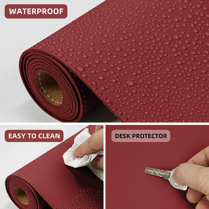 AFIING Leahter Desk Pad 47" x 17", Red,Desk Cover mat