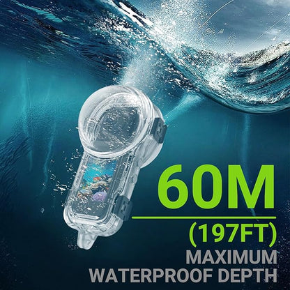 Invisible Dive Housing Case for Insta360 X5,Waterproof Up to 60M/196ft Invisible Underwater Photography Housing, X5 Protective Cover Shell with Bracket Accessories2