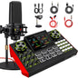Podcast Microphone Bundle with Live Sound Card Audio Mixer, Podcast Equipment Bundle with 3.5mm BM800 Microphone for Pc/Youtube Live Streaming Singing Gaming, Sound Board with Voice Changer, Denoise