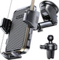 [2025 New] Dashboard Phone Holders for Your Car (+Air Vent Clip) [Military Grade Stable] , Car Cell Phone Holder, Rotatable Suction Cup Car Phone Mount for All Phone (Diamond Black)