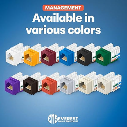 Everest 90° Angled RJ45 Cat6 Keystone Jacks 20-Pack in Orange - Slim Profile Female RJ45 Connectors - Cat 6 Keystone Jack - Compatible with 90° Angled Speed Termination Tool - easyJACK (B094WB91H3)