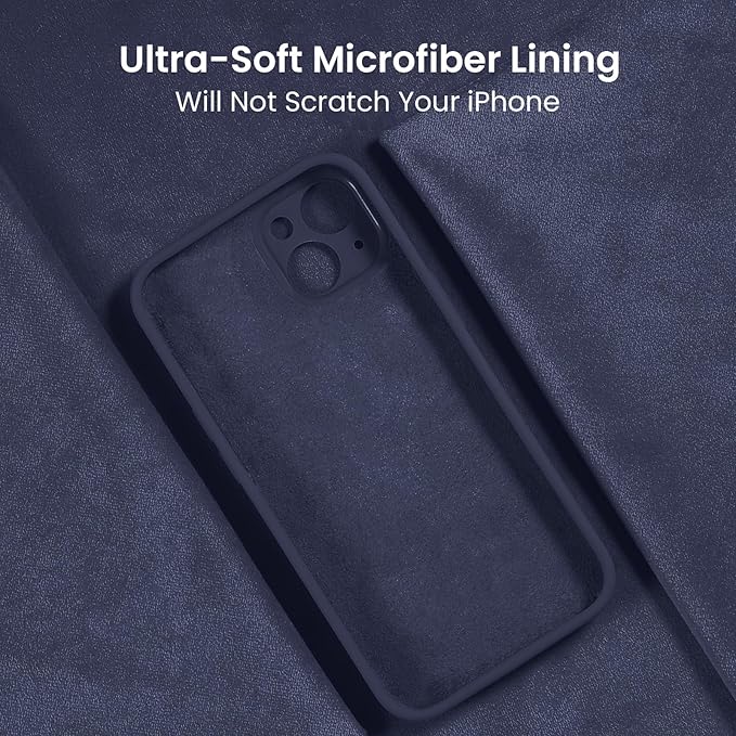FireNova Designed for iPhone 15 Case, Silicone Upgraded [Camera Protection] Phone Case with [2 Screen Protectors], Soft Anti-Scratch Microfiber Lining Inside, 6.1 inch, Navy Blue