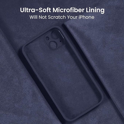 FireNova Designed for iPhone 15 Case, Silicone Upgraded [Camera Protection] Phone Case with [2 Screen Protectors], Soft Anti-Scratch Microfiber Lining Inside, 6.1 inch, Navy Blue