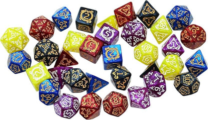 SmartDealsPro Retro Polyhedral Dice Sets with Pouches for D&D DND RPG MTG Dungeon and Dragons Table Board Roll Playing Games D4 D6 D8 D10 D% D12 D20