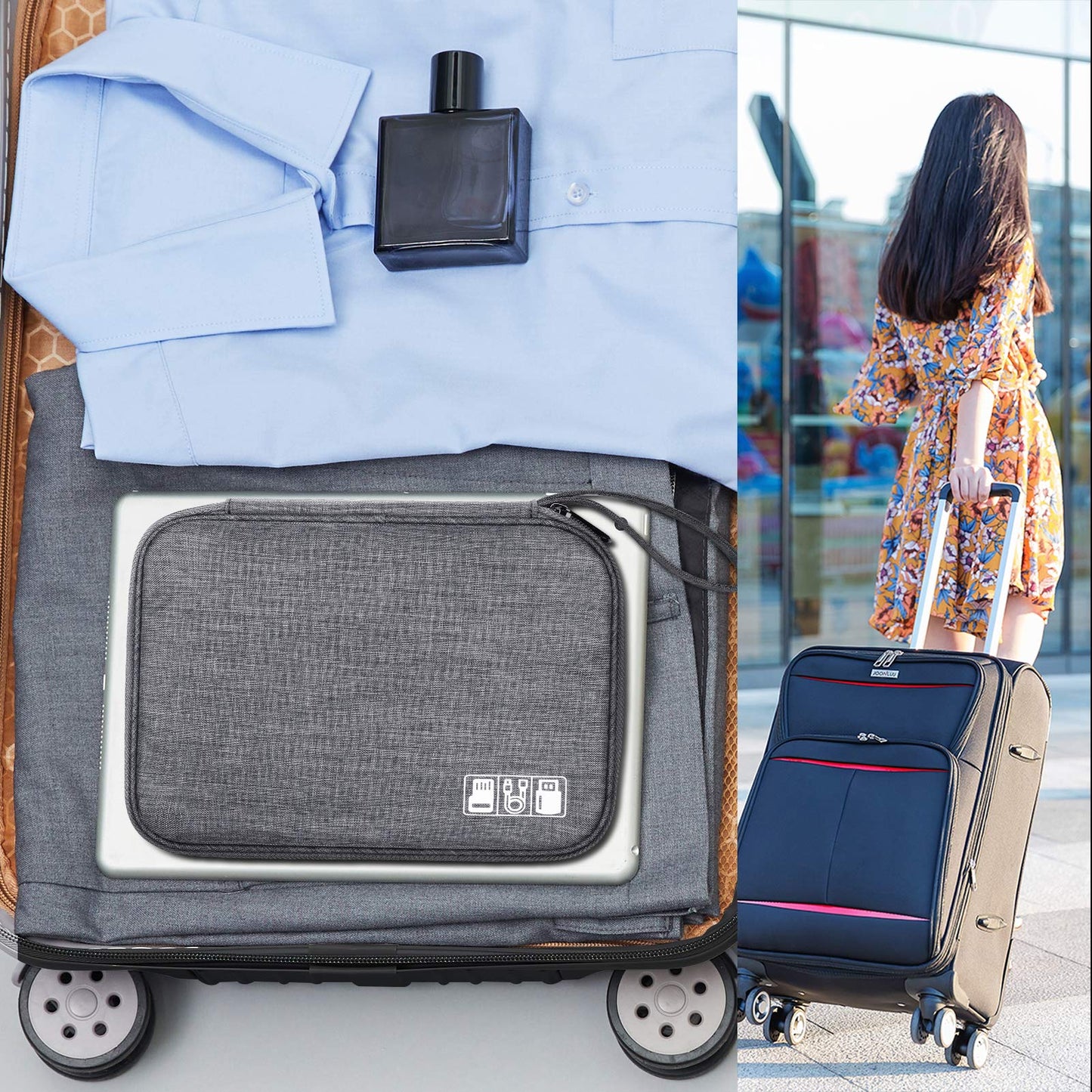 SELLYFELLY Travel Electronics Organizer Portable Cable Organizer Bag for Storage Electronic Accessories Case for Cord,Phone,Charger,Flash Drive (Gray)