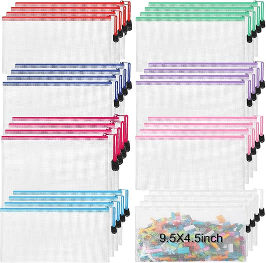 Jetec 32 Pcs Mesh Zipper Bags Bikini Organizer,Classic Color,9.5 x 4.5 Inch