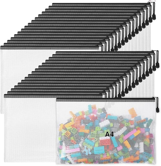 Jetec 32 Pcs Mesh Zipper Bags Bikini Organizer,Black,13 x 9.5 Inch