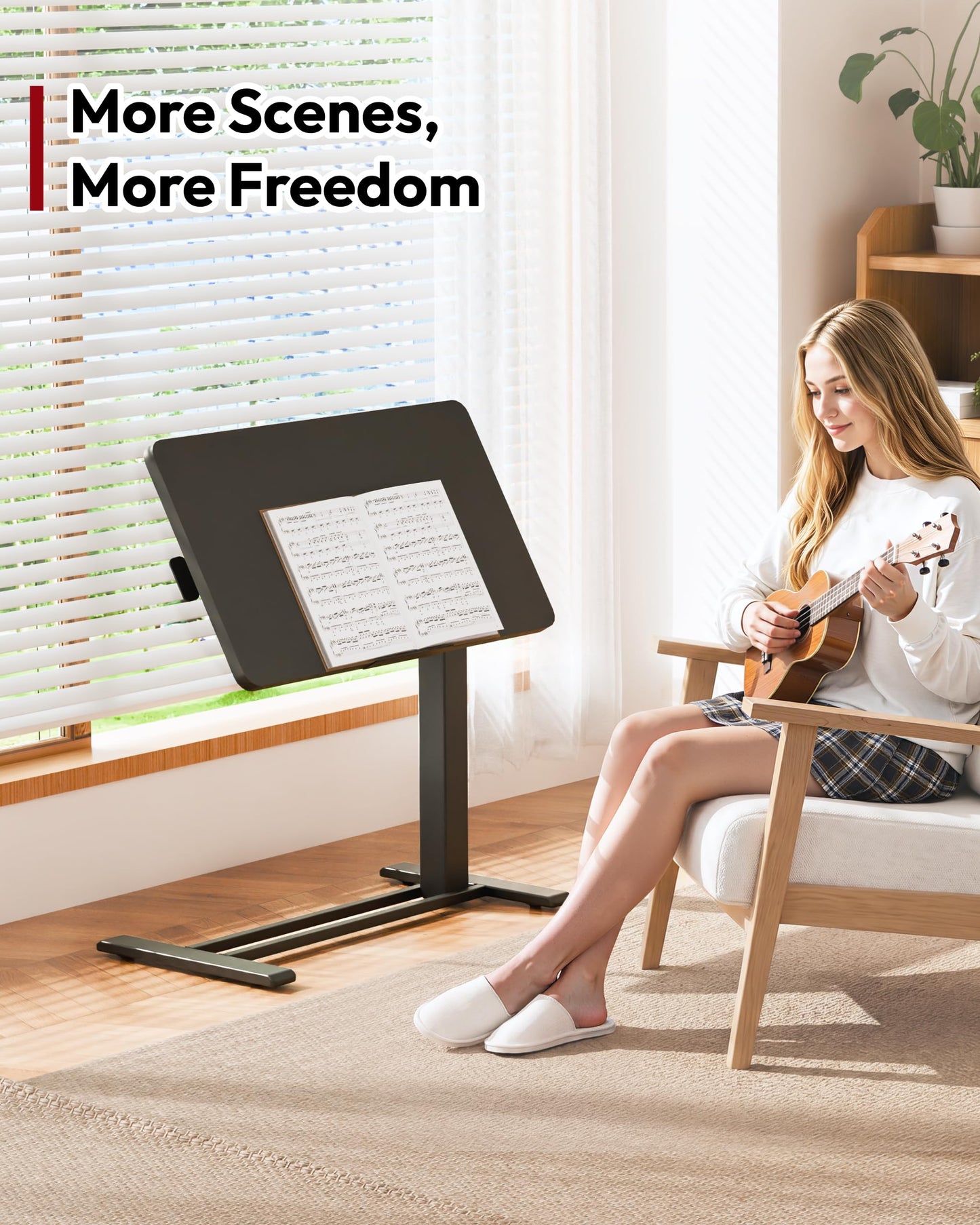 SANODESK Pneumatic 90° Tilt Top 32x18'' Medical Adjustable Overbed Table