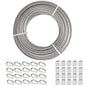 TooTaci 3/16" Stainless Steel Cable, 100ft Wire Rope with Aluminum Crimping Sleeve&Thimbles, 7x19 Strands, 3700lbs Breaking Strength Heavy Duty Aircraft Cable for Zipline, Deck Railing, Shade Sail