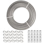 TooTaci 3/16" Stainless Steel Cable, 100ft Wire Rope with Aluminum Crimping Sleeve&Thimbles, 7x19 Strands, 3700lbs Breaking Strength Heavy Duty Aircraft Cable for Zipline, Deck Railing, Shade Sail