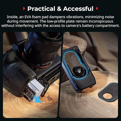 SmallRig Universal Mount Plate for AirTag, for SmartTag2, Quick Release Camera Mount Baseplate for Arca-Type, Built-in EVA Pad, 1/4"-20 Screws for Sony, for Canon, for Nikon - MD5422