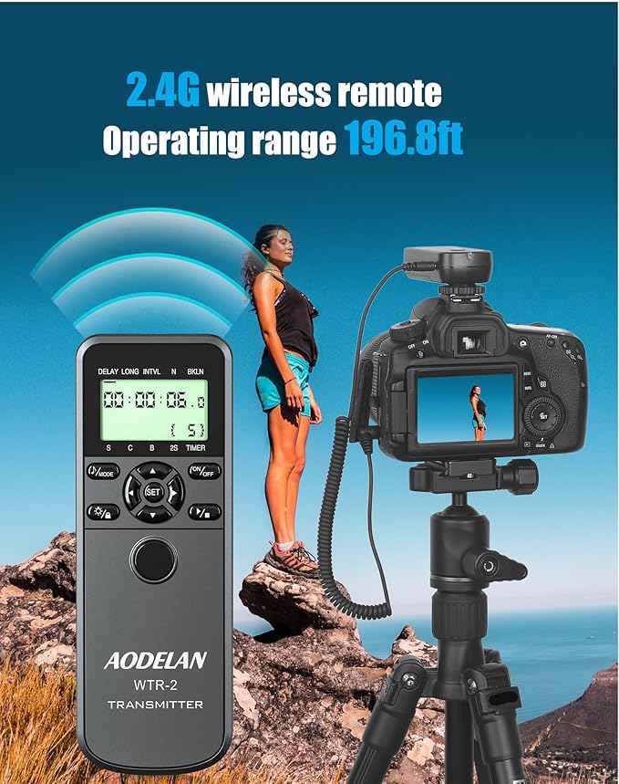 AODELAN Wireless Intervalometer Timer Remote Control, Long Exposure Shutter Release for Sony A99 A77II A77 A33 A55 A57 A100 A200 A500 A850; Replaces Sony RM-L1AM Cable