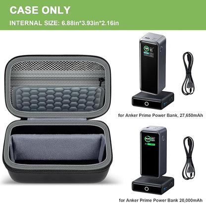 Case Compatible with Anker Prime Power Bank, 27,650mAh/ for Anker Prime Power Bank 20,000mAh Portable Charger with 100W Charging Base, Battery Pack Power Station Organizer, Hold Cable and Charger