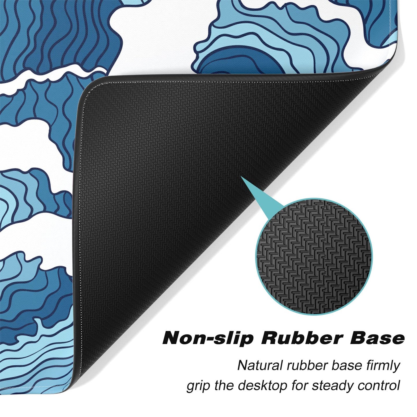 Atufsuat Extended Gaming Mouse Pad, Japanese Blue White Wave Mousepad, XL Large Mouse Mat Desk Pad 30 x 14 Inch, Waterproof Anime Mouse Pad with Stitched Edges and Non-Slip Base for Office Gaming