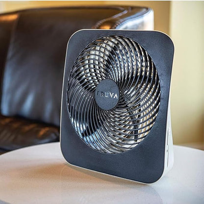 Treva 10-Inch Portable Fan, Powered by Battery and/or AC Adapter - Desk Fan Air Circulating with 2 Cooling Speeds for Personal and Travel Use (Black) (OOS)