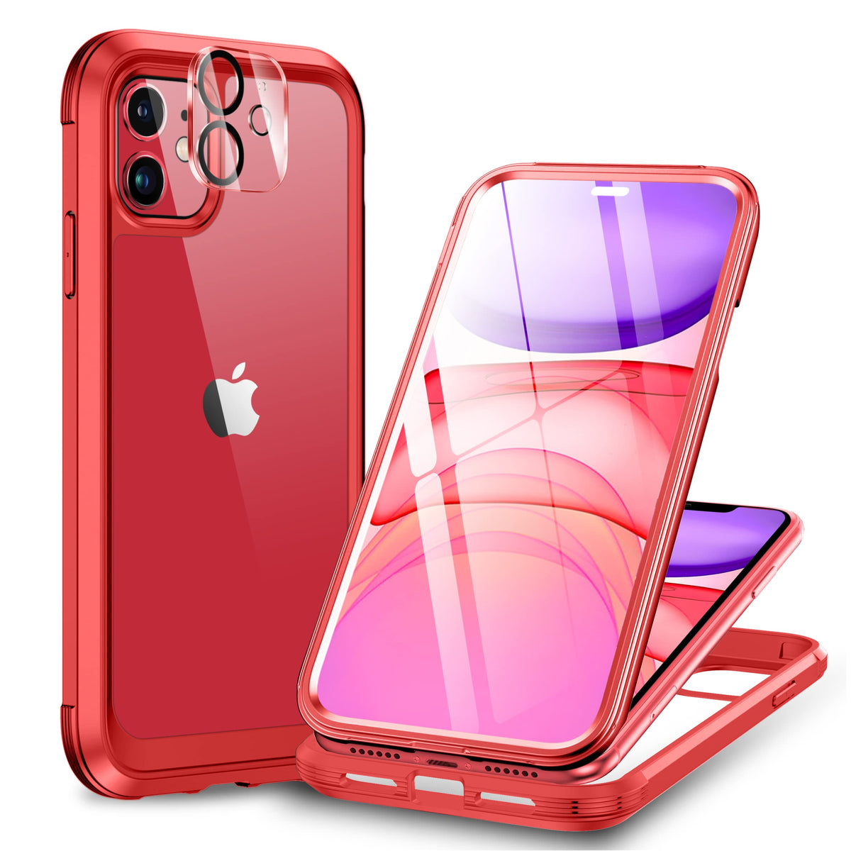 Miracase for iPhone 13 Case 6.1'',Full-Body Magnetic Clear Bumper Case with Built-in 9H Tempered Glass Screen Protector,Military Drop Protection Outdoor Phone Case — iPhone 11