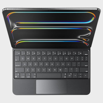 HOU iPad Pro 11 Inch Case with Keyboard M4 2024(ONLY),Magic Keyboard iPad Pro 11 Inch (5th Gen) Keyboard Case,Click-Anywhere Trackpad,7 Colors Backlight,Easy-Set,Black