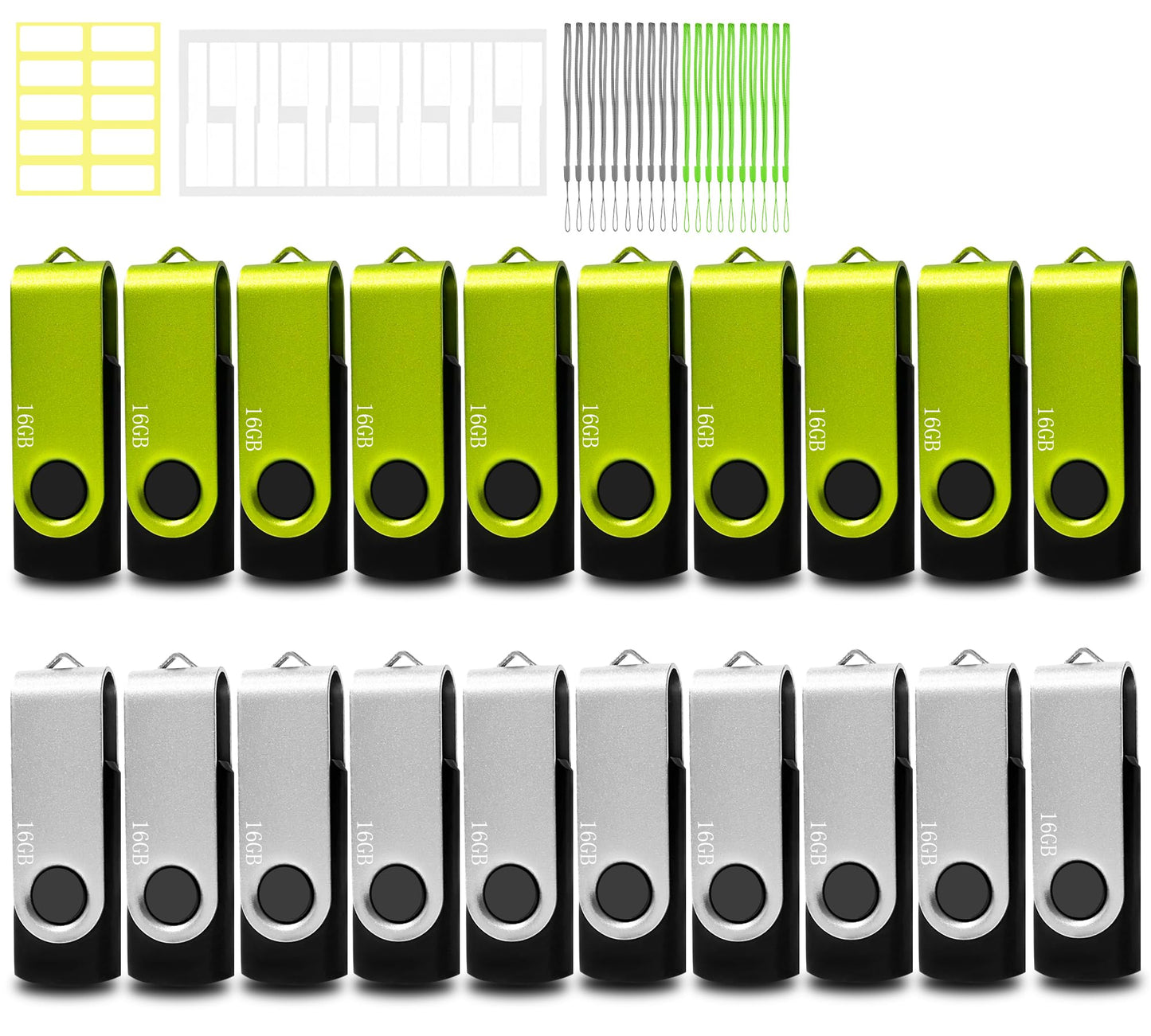 Thumb Drive 16GB 20 Pack Nicepicten FAT32 USB Storage 2.0 Flash Drives Bulk