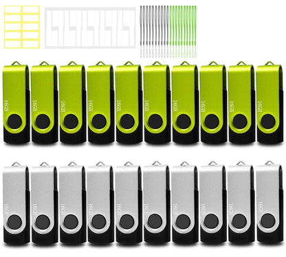 Thumb Drive 16GB 20 Pack Nicepicten FAT32 USB Storage 2.0 Flash Drives Bulk
