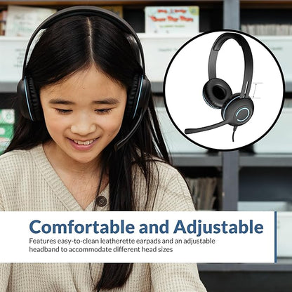 Cyber Acoustics USB Stereo Headset (AC-5008-5) – Durable, Crisp, and Clear Communication in Classrooms and at Home - 5 Pack