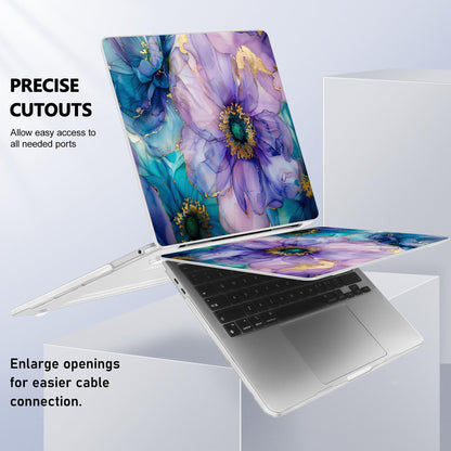 Lepeoac Case for MacBook Pro 13 inch Case M2 2022-2016 A2338 M1 A2251 A2289 A2159 A1989 A1708 A1706, Plastic Hard Shell + Keyboard Cover + Dust Plug, Fluid Art Flowers