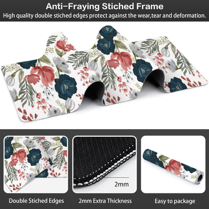 Watercolor Flowers Desk Mat,Large Colorful Floral Gaming Keyboard Mouse Pad,Non-Slip Rubber Base Desk Pad Thick Stitched Edges Waterproof Mousepad Mouse Mat 31.5"x11.8"
