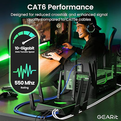 GEARit Cat6 Patch Cables Cat 6 Ethernet Cable 7 ft 10-Pack Blue