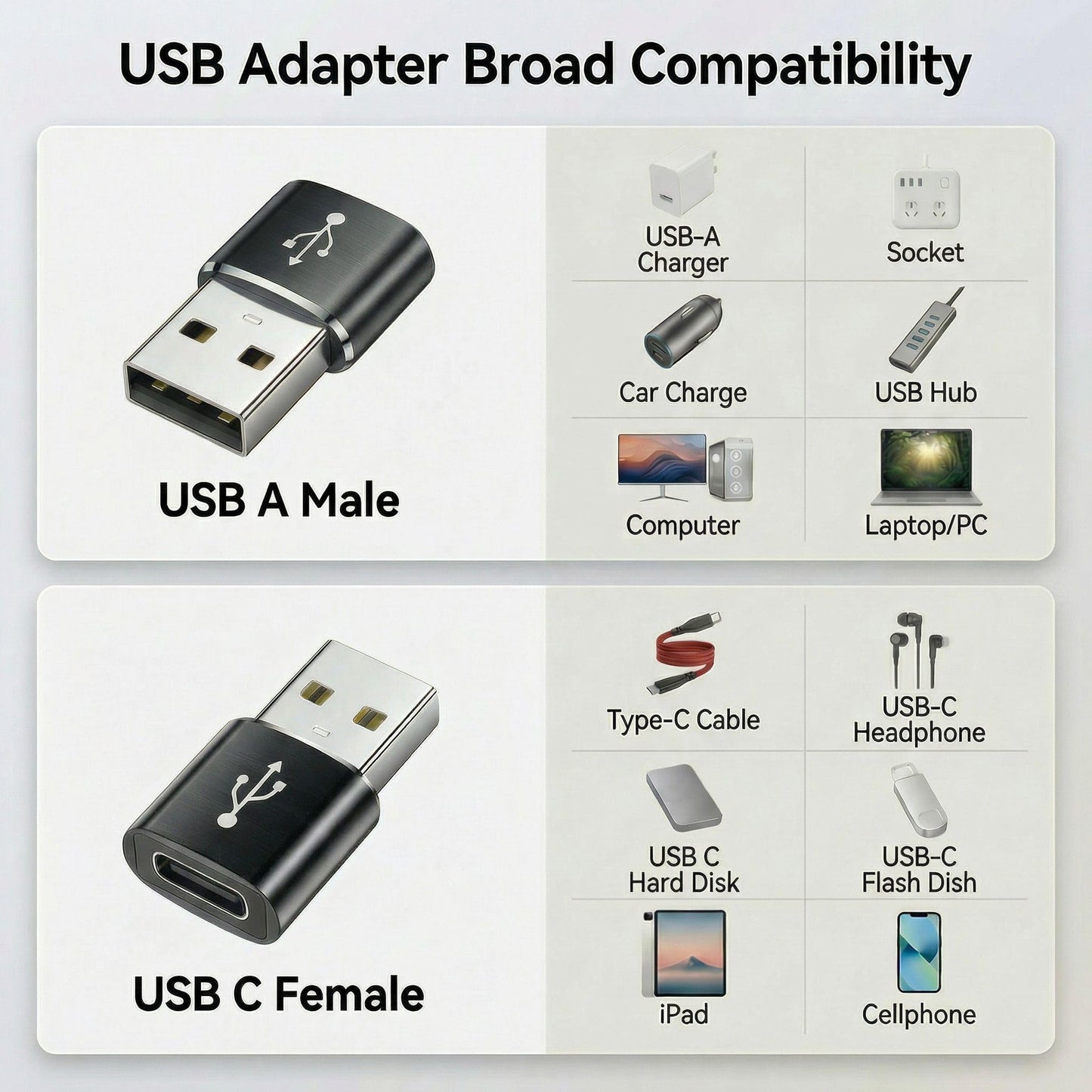 BaseNew USB Type C Male Female Adapter,Data Charging Cable Converter 8-Pack