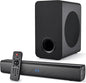 Sound Bar Speakers Bluetooth Wireless, TV Speakers Sound Bar Subwoofer, Home Theater Surround Sound Bar HDMI(ARC) Optical AUX USB 2.1ch Home Audio Sound System TV PC Wall Mount, Ebblack