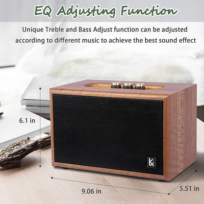 Retro Wooden Bluetooth Speaker, KONEX 40W Vintage Portable Wireless Speaker, Bluetooth 4.2 Heavy Bass Music Player, 20H Long Playtime, Outdoor Speaker for Home, Office, Party, Gift for Friend