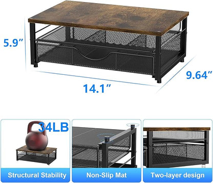 gianotter Computer Monitor Stand Riser, office organizer with Drawer, Office Organizers Storage for Classroom Office Supplies (Wood)