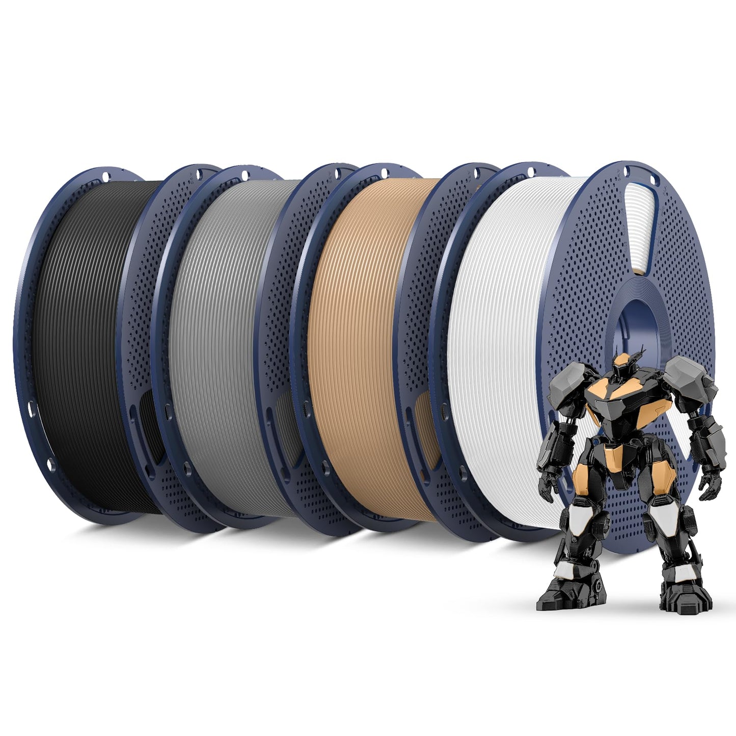 SUNLU PETG Filament 1.75mm,4kg,Black+White+Grey+Oak