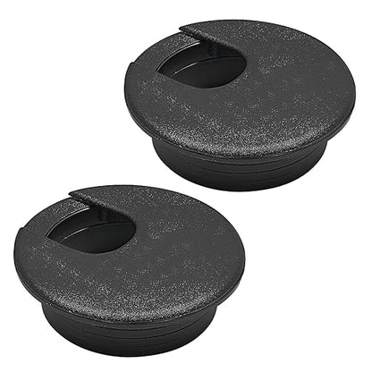 Desk Grommet 1-1/2" (38 mm), Desk Cord Hole Cover, Cable Grommet ABS Plastic, Desk Hole Grommet for Office and Home Table Cable, Detachable Cable Cord Organizer (Black 2 Pcs)