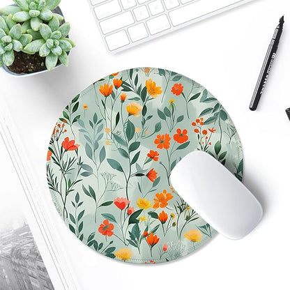 ITNRSIIET Round Mouse Pad with Stitched Edge Premium-Textured Waterproof Non-Slip Rubber Base Desktop Protection Mat Diameter 8.7 inches, Beautiful Flowers