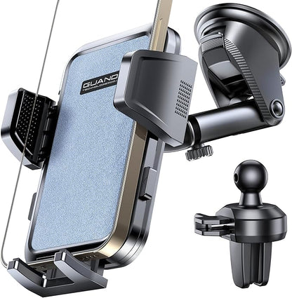 [2025 New] Dashboard Phone Holders for Your Car (+Air Vent Clip) [Military Grade Stable] , Car Cell Phone Holder, Rotatable Suction Cup Car Phone Mount for All Phone (Rock Blue)