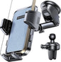 [2025 New] Dashboard Phone Holders for Your Car (+Air Vent Clip) [Military Grade Stable] , Car Cell Phone Holder, Rotatable Suction Cup Car Phone Mount for All Phone (Rock Blue)