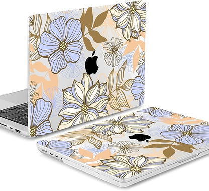 Mektron Case for MacBook Pro 16" M4 A3403 A3186 M3 A2991 M2 A2780 M1 A2485 (2021/2023/2024) Pro/Max with Touch ID, Hard Shell Plastic Laptop Cover Keyboard Cover Screen Protector, Abstract Floral