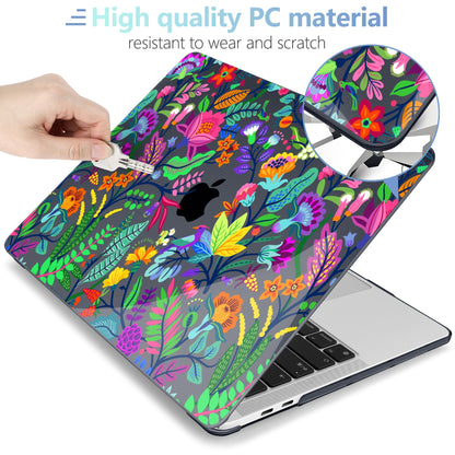 MEEgoodo Case for MacBook Pro 13 inch Case 2022 2021 2020 A2338 M2/M1 A2251 A2289,Laptop Hard Shell with Keyboard & Camera Cover Compatible with 13 inch MacBook Pro,Bright Flowers & Tropic Leaves