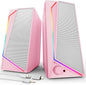 LENRUE Computer Speakers, USB/USB-C Powered PC Speakers with Loud Stereo Sound, Headphone-in for Desktop, iMac, MacBook, Laptop, Monitor (USB-C to USB Adapter Included) (Pink)