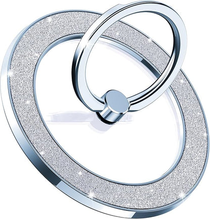 Magnetic Phone Ring Holder for MagSafe, Magnetic Phone Grip for iPhone, Compatible with iPhone MagSafe Wireless Charging. (Glitter Blue)