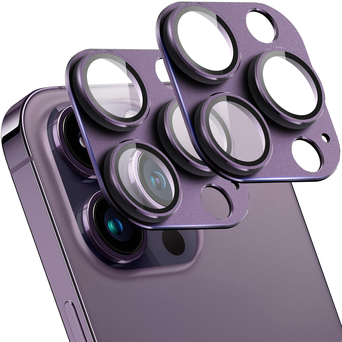 SHANG PIN JIA 2 Pack Camera Lens Protector for iPhone 16 Pro/16 Pro Max,[Not Easy to Breakn ] AR Tempered Glass Strong Adsorption Metal Camera Cover Screen-Black