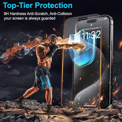 Mothca 2 Pack Matte Glass Screen Protector for iPhone 15 Pro 6.1-inch [Auto Fit Box Dust-Free] Edge to Edge Full Coverage Anti-Glare & Anti-Fingerprint Tempered Glass, Bubble Free, Smooth as Silk