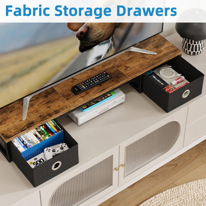 YAOHUOO 45" Large TV Riser with Fabric Drawers for 32-60 inch TV
