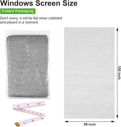 Replacement Window Screens, 59X106 Inch Durable Window Screen Mesh for Patio Porch Door Windows, DIY Adjustable Fiberglass Screen Repair Kit Sliding Net Roll Pet, Gray by Ouskr
