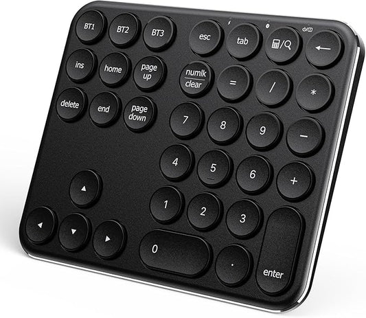 iClever Bluetooth Number Pad, Multi-Device Wireless Numeric Keypad, USB-C Rechargeable, 35 Keys Portable Numpad for Data Entry, Financial Accounting, Compatible with Laptop, Mac, iMac, Tablet, PC