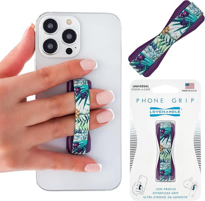 LOVEHANDLE Universal Phone Grip for Smartphones & Mini Tablets - Phone Holder for Hand - Wireless Charging Compatible - Made in The USA - Island Daydream