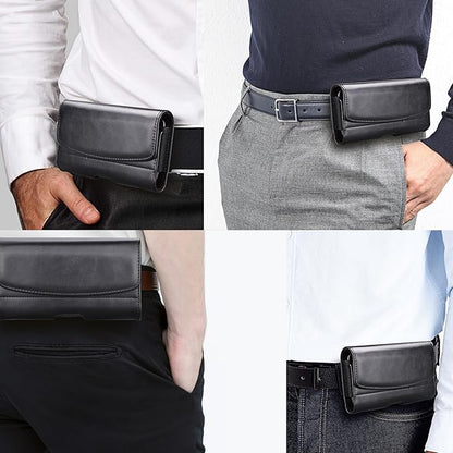 Phone Holster for iPhone 16 15 14 Pro Max 13 12 11 XR X XS SE 8 Plus 7 Plus 6s 6 Nylon Cell Phone Pouch Belt Holder Carrying Case with Belt Clip Loops,Black