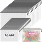 Umriox Mesh Zipper Pouch Bags, A3+A4 (Black, 24 Packs), Large Storage Bags, Zipper Bags for Office Supplies Travel Accessories and Board Games Storage