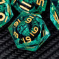 ARUOHHA Dragon Eye Dice Liquid Core DND Dice Green Sharp Edged Dice Set with Gift Box, Polyhedral D and D Dice Set Role Playing Game D20 D12 D10 D8 D6 D4